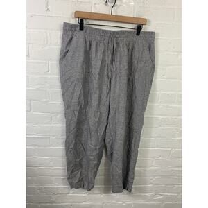 Jones New York Women's Straight Leg Linen Blend Pants Stretch Gray Size XL